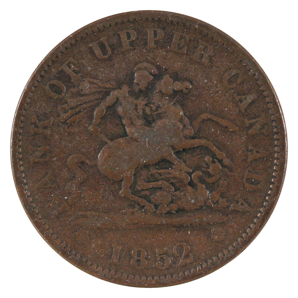 PC-6B5 1852 Province of Canada, Bank of Upper Canada Penny Token Very Good (VG8)