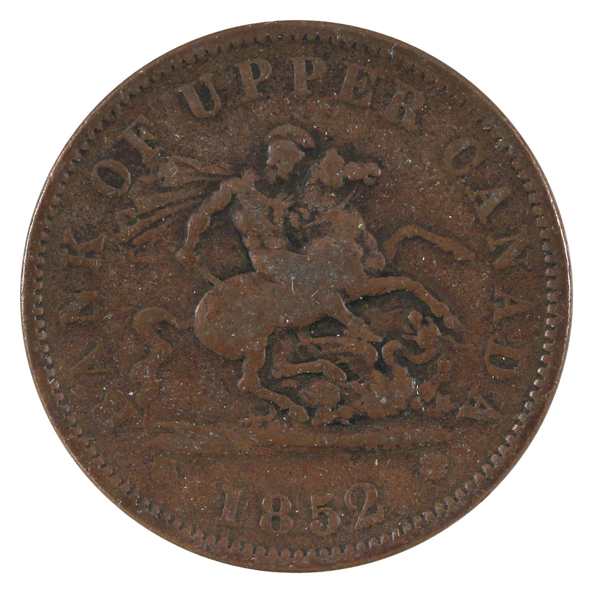PC-6B5 1852 Province of Canada, Bank of Upper Canada Penny Token Very Good (VG8)