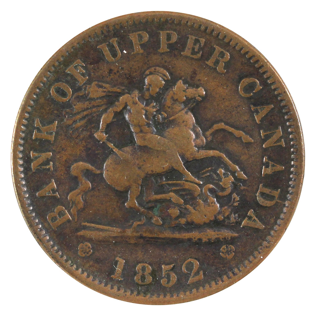 PC-6B5 1852 Province of Canada, Bank of Upper Canada Penny Token F-VF (F15)