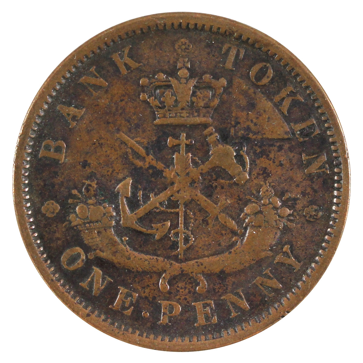 PC-6B5 1852 Province of Canada, Bank of Upper Canada Penny Token F-VF (F15)
