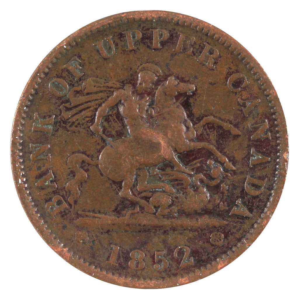PC-6B5 1852 Province of Canada, Bank of Upper Canada Penny Token Very Fine (VF20)
