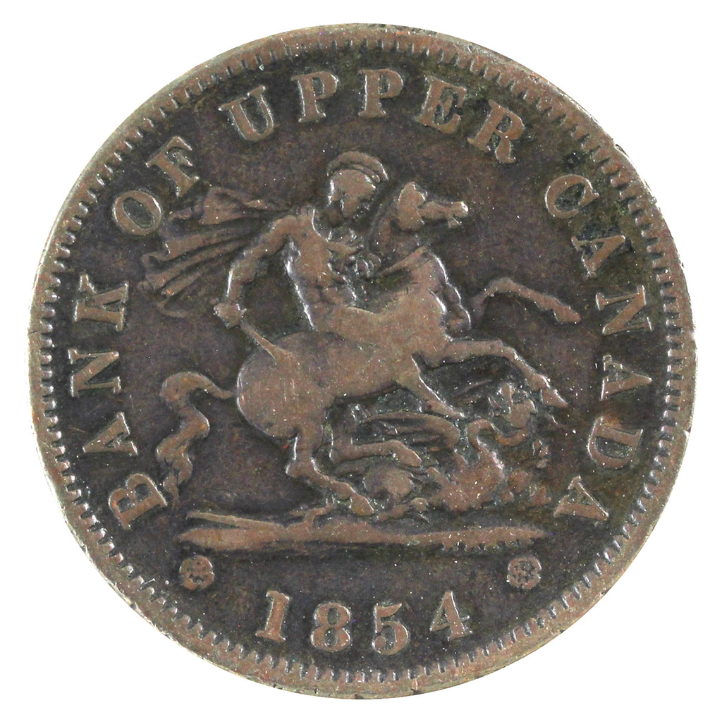 PC-6C1 1854 Province of Canada, Bank of Upper Canada Penny Token VG-F (VG10)