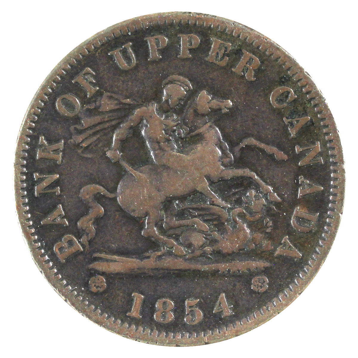 PC-6C1 1854 Province of Canada, Bank of Upper Canada Penny Token VG-F (VG10)