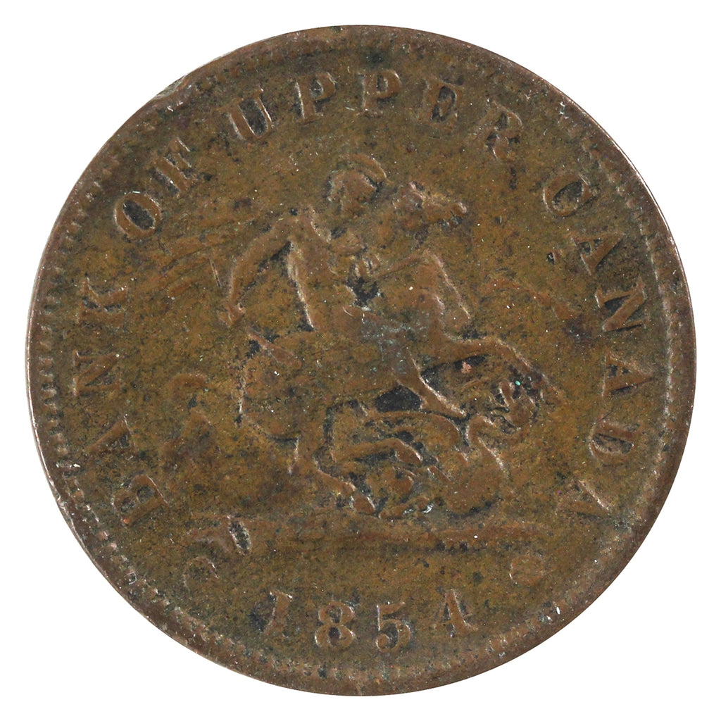 PC-6C1 1854 Province of Canada, Bank of Upper Canada Penny Token F-VF (F15)
