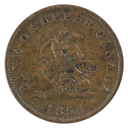 PC-6C1 1854 Province of Canada Bank of Upper Canada Penny Token F-VF (F15)