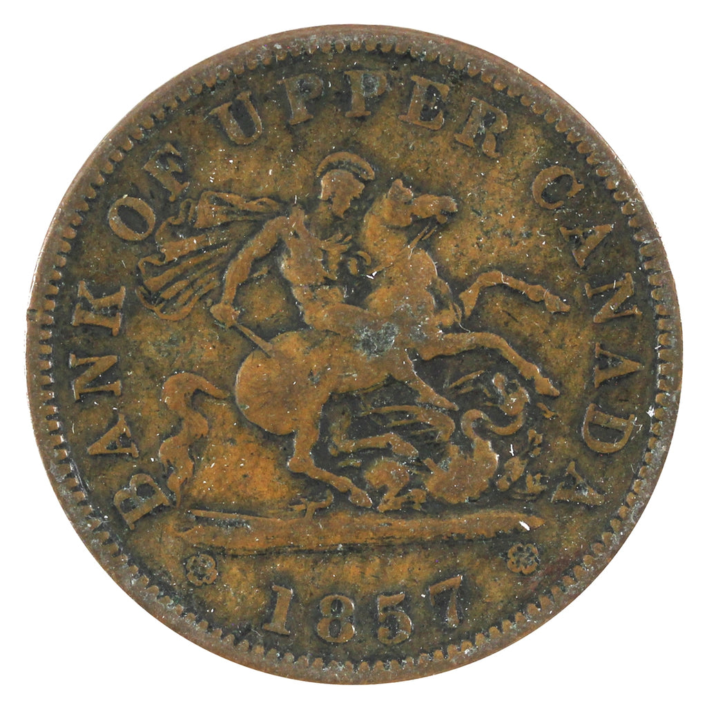 PC-6D 1857 Province of Canada, Bank of Upper Canada Penny Token VG-F (VG10)