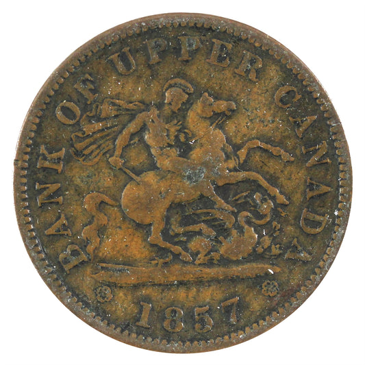 PC-6D 1857 Province of Canada Bank of Upper Canada Penny Token VG-F (VG10)