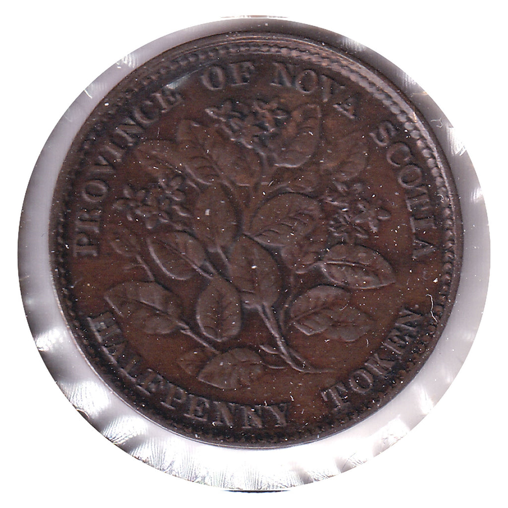 NS-5A1 1856 Nova Scotia Victoria Mayflower Half Penny Token VF-EF (VF30)