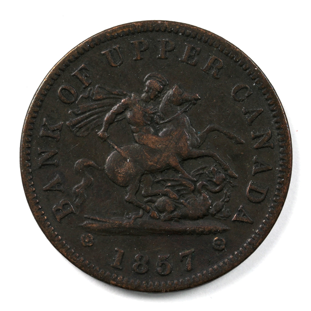 PC-6D 1857 Province of Canada, Bank of Upper Canada Penny Token Very Fine (VF20)