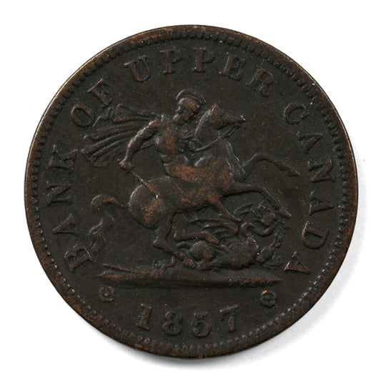 PC-6D 1857 Province of Canada, Bank of Upper Canada Penny Token Very Fine (VF20)