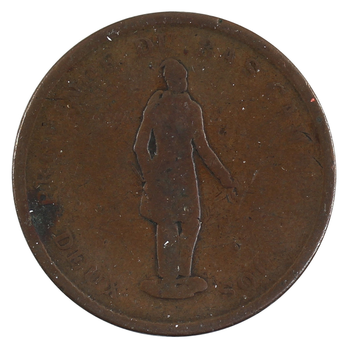 LC-9B3 1837 Lower Canada, Quebec Bank, One Penny Bank Token, G-VG (G6)