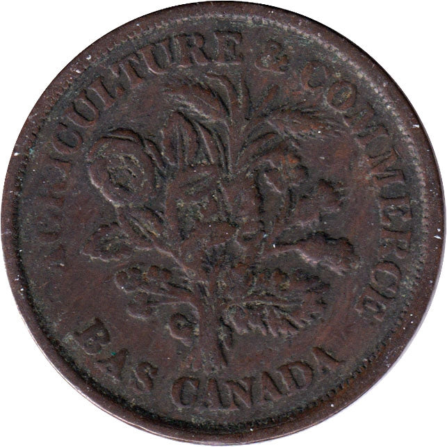 LC-5A5 No Date (1838) Lower Canada, Banque du Peuple Montreal Un Sou VG-F (VG10)