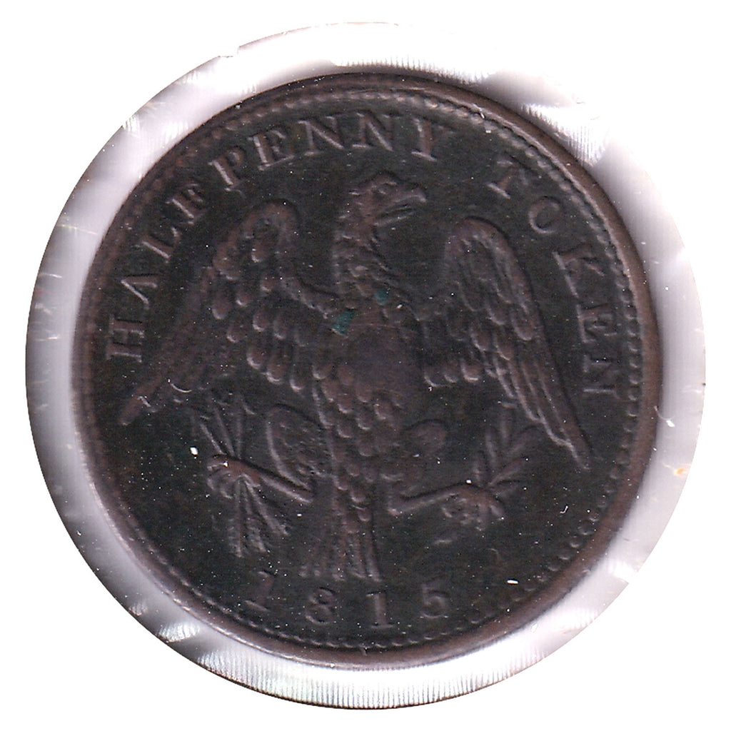 LC-54D2 1815 Lower Canada Spread Eagle Half Penny Bank Token, Extra Fine (EF40)
