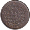 LC-5A5 No Date (1838) Lower Canada, Banque du Peuple Montreal Un Sou F-VF (F-15)