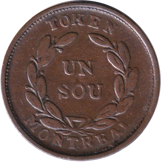 LC-23c Lower Canada Agriculture & Commerce, Montreal, Un Sou, Bank Token, Fine (F-12)
