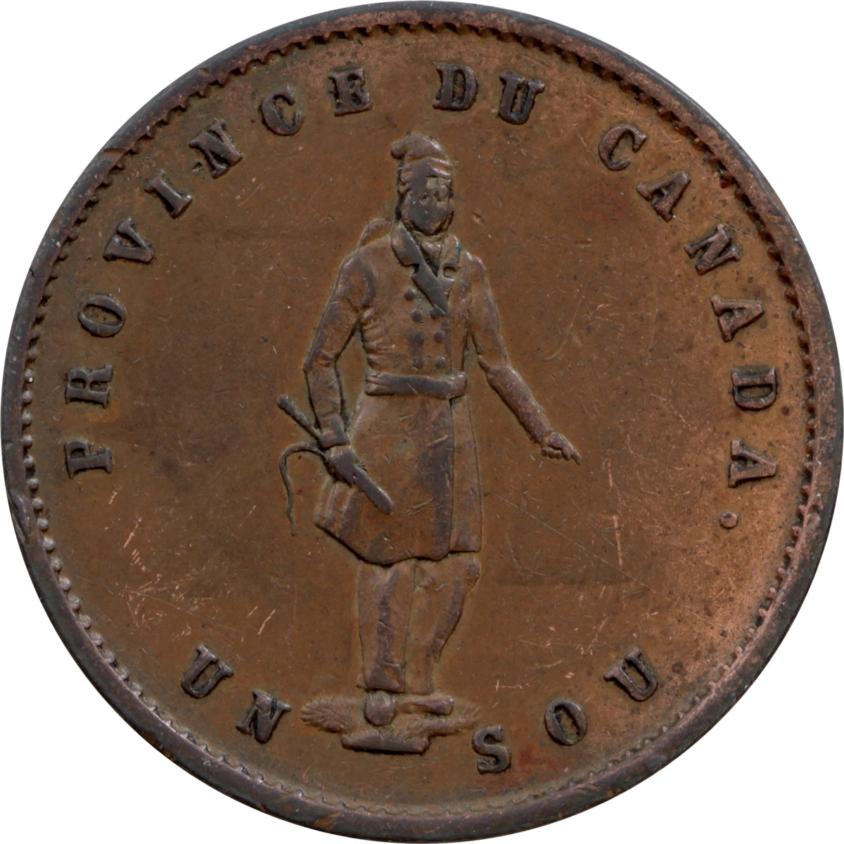 PC-3 1852 Province of Canada Quebec Bank Half Penny Token EF-AU $