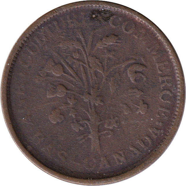 LC-31C No date Lower Canada Un Sou, Agriculture & Commerce Bank Token, Very Good (VG8)