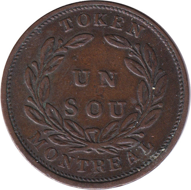 LC-28 No Date Lower Canada Un Sou, Agriculture & Commerce Bank Token, Very Fine (VF20)