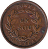 LC-27A1 No Date Lower Canada Un Sou, Agriculture & Commerce Bank Token Very Fine (VF-20)