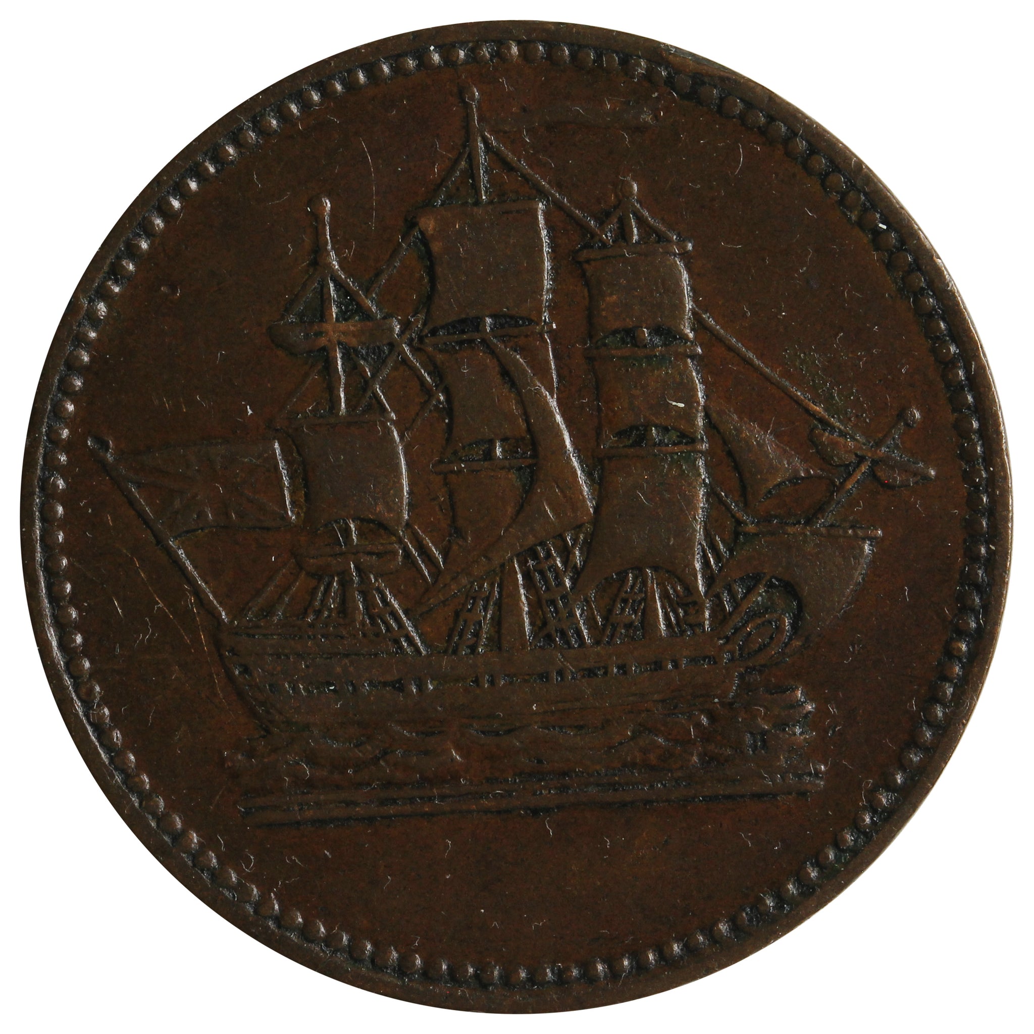 PE-10-45 No Date (1835) PEI Rotated Die Ships & Colonies Token Extra F ...
