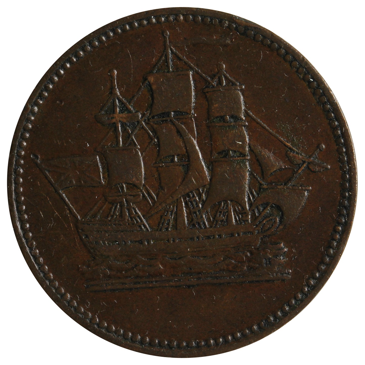 PE-10-45 No Date (1835) PEI Rotated Die Ships & Colonies Token Extra Fine (EF-40) $