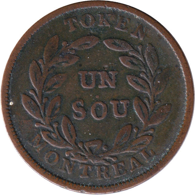 LC-27 No Date Lower Canada Un Sou, Agriculture & Commerce Bank Token, Fine (F12)