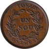 LC-27A1 No Date Lower Canada Un Sou, Agriculture & Commerce Almost UNC (AU50) $