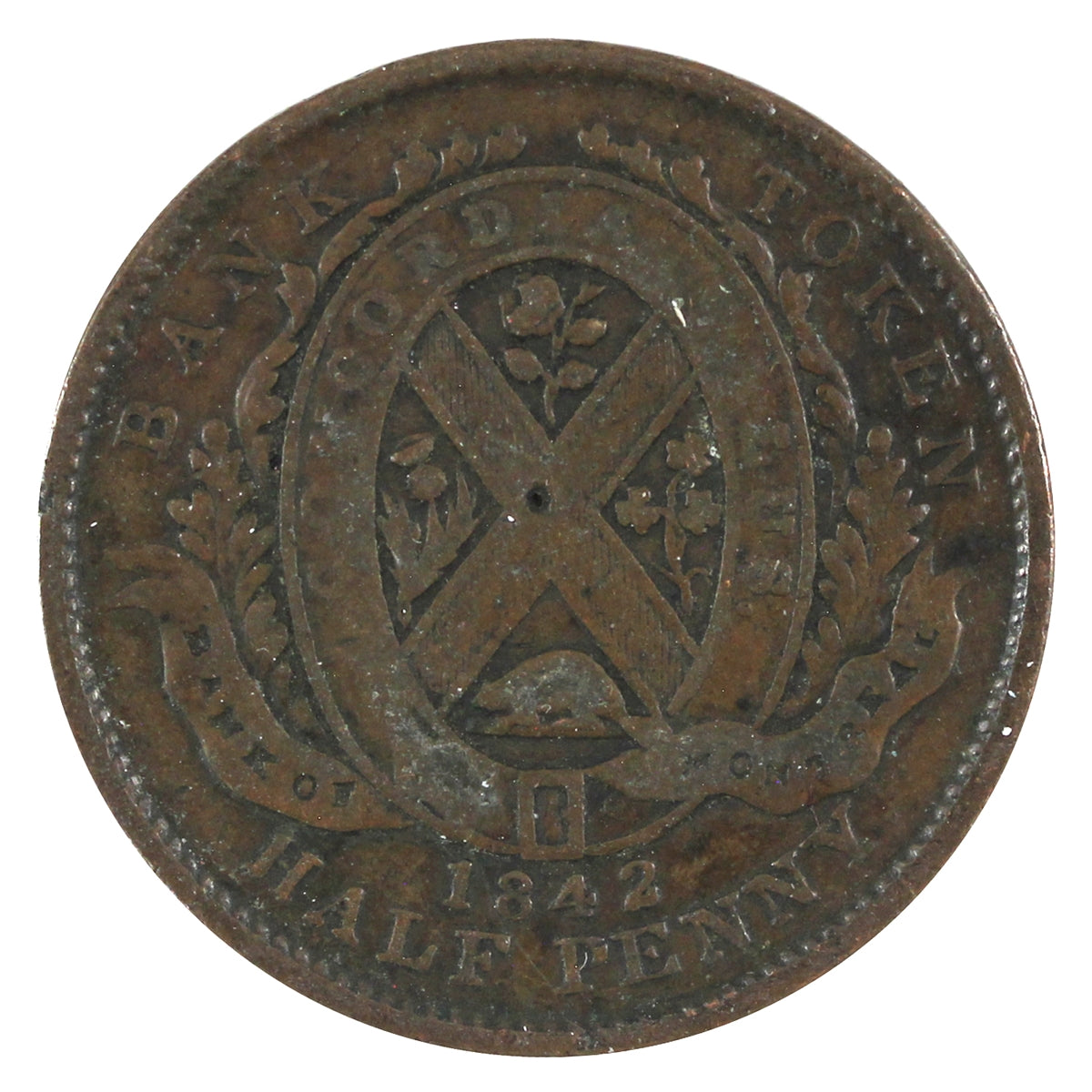 PC-1A2 1842 Province of Canada Bank of Montreal Half Penny Token F-VF (F15)