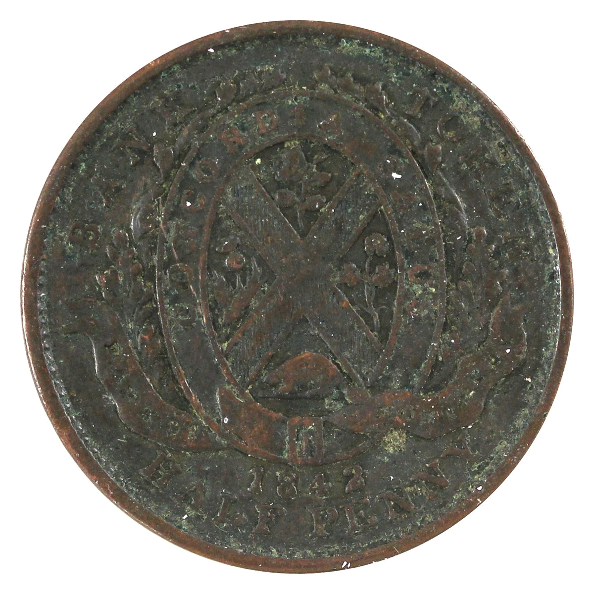 PC-1A2 1842 Province of Canada Bank of Montreal Half Penny Token VF-EF (VF30)