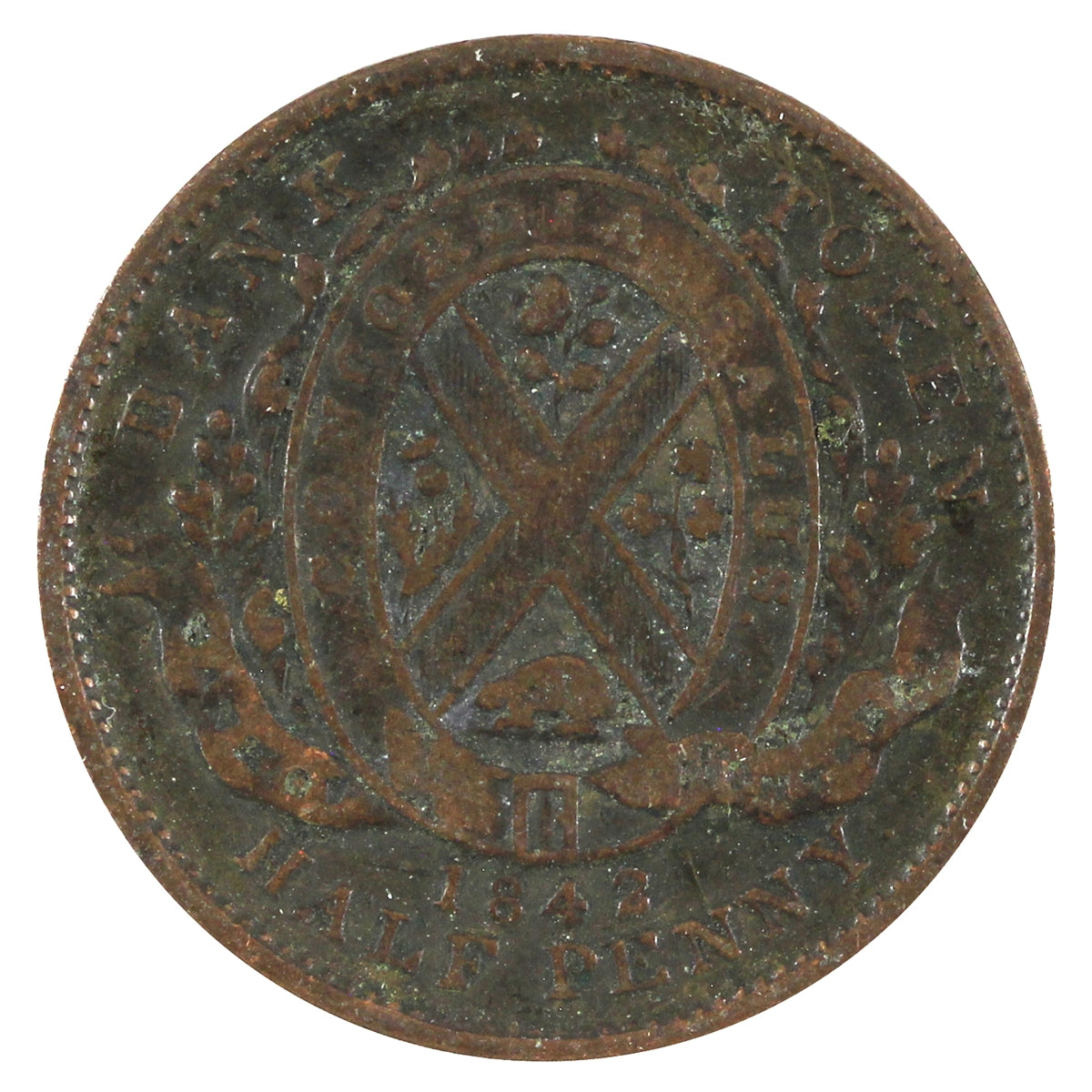 PC-1A3 1842 Province of Canada Bank of Montreal Half Penny Bank Token, Very Fine (VF20)