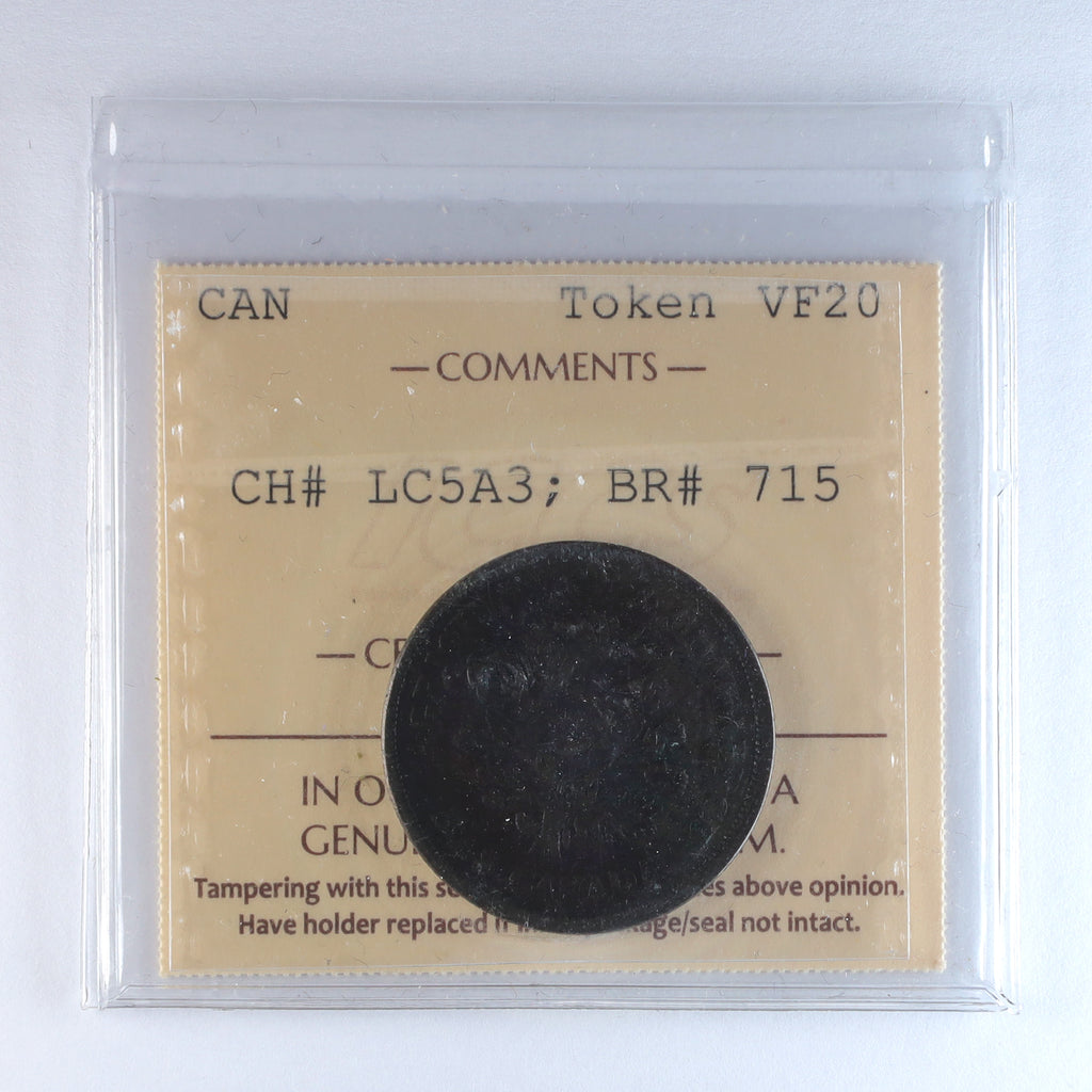 LC-5A3 (1838) Lower Canada Banque du Peuple Montreal Un Sou Token ICCS Certified VF20 BR# 715