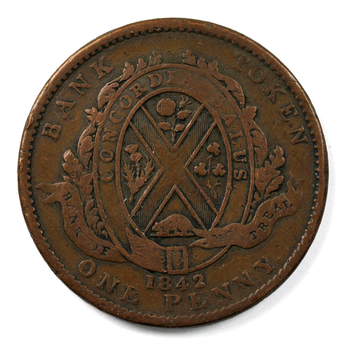 PC-2B 1842 Province of Canada Bank of Montreal Penny Token VG-F (VG10)