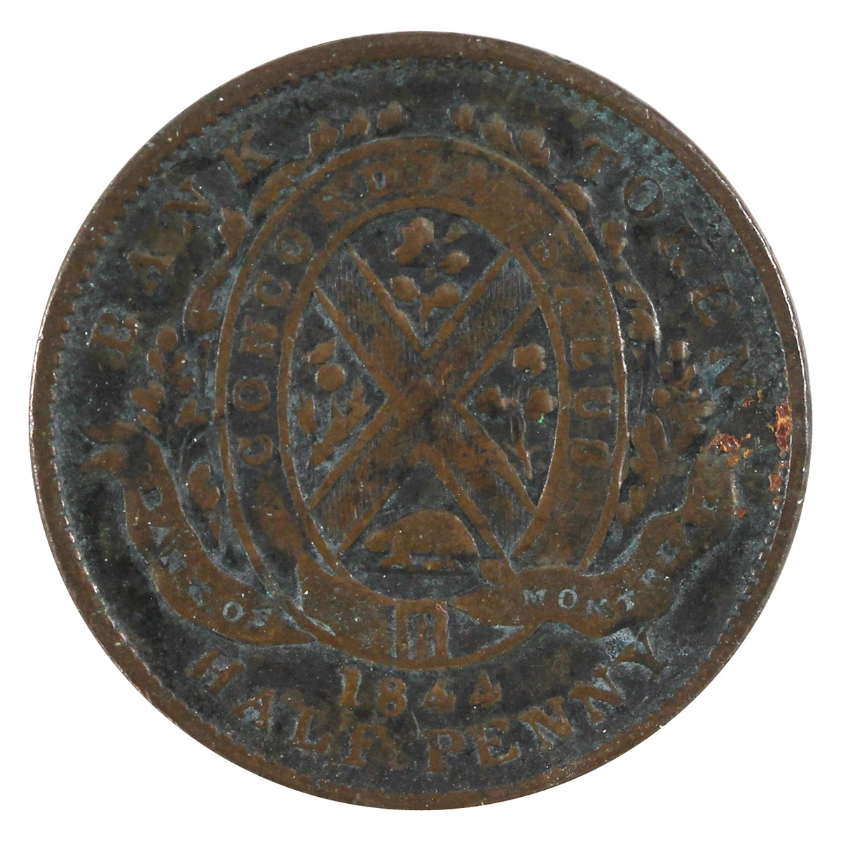 PC-1B1 1844 Province of Canada Bank of Montreal Half Penny Token Very Fine (VF20)