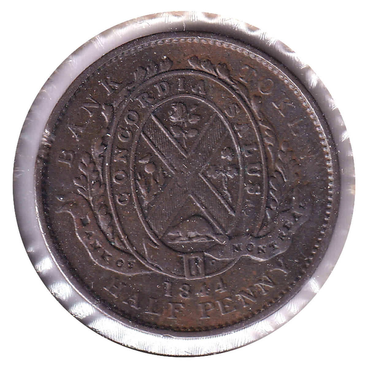PC-1B3 1844 Province of Canada 1/2 Penny Token, F-VF (F15)