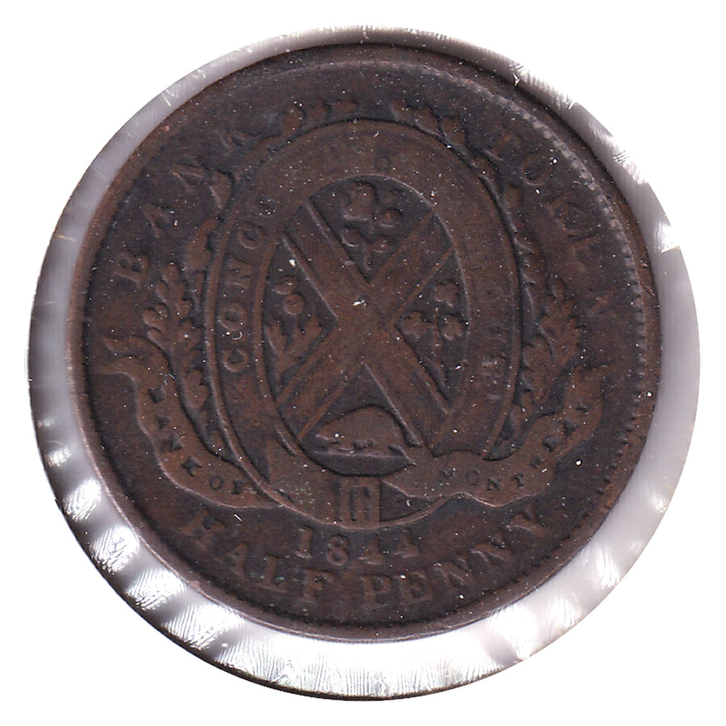PC-1B3 1844 Province of Canada Bank of Montreal 1/2 Penny Token G-VG (G6)
