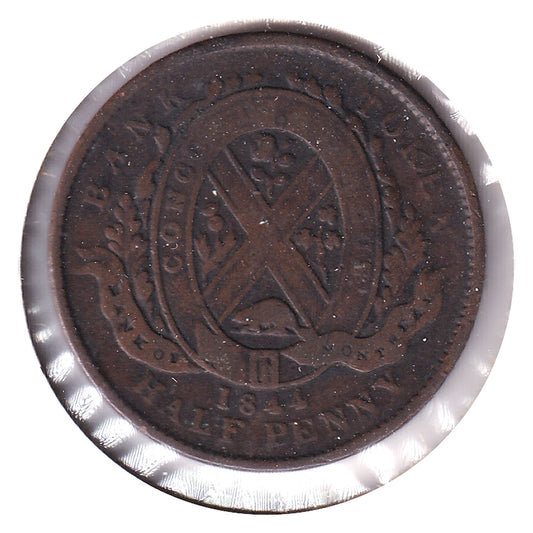 PC-1B3 1844 Province of Canada Bank of Montreal 1/2 Penny Token G-VG (G6)