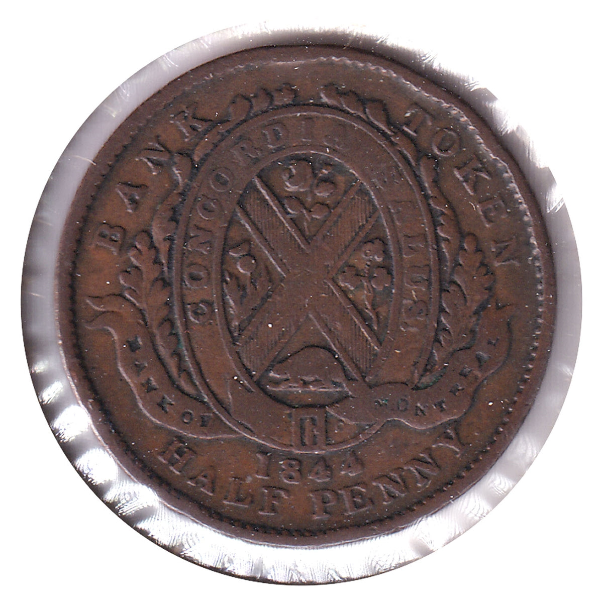 PC-1B3 1844 Province of Canada 1/2 Penny Token, VG-F (VG10)
