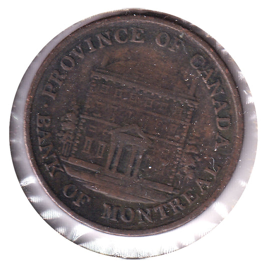 PC-1B6 1844 Province of Canada Bank of Montreal Half Penny Token Fine (F12)