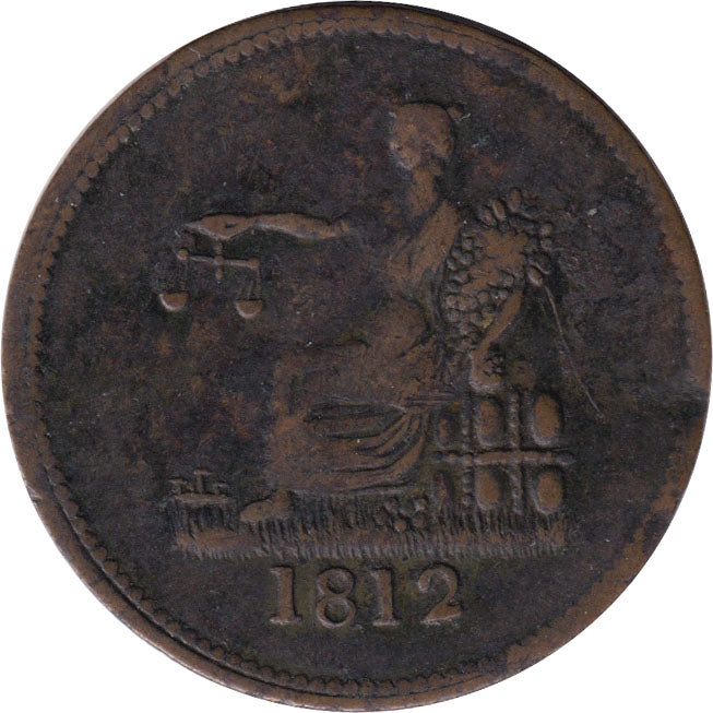 LC-48A2 1812 Lower Canada Tiffin Half Penny Bank Token, Extra Fine (EF40)