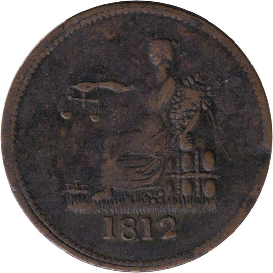 LC-48-22 1812 Lower Canada Tiffin Token Token Extra Fine (EF40)