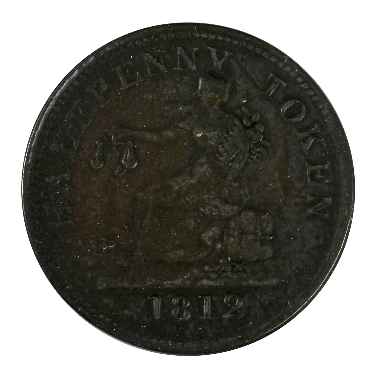 LC-48A1 1812 Lower Canada 4 Leaves 3 Daisies Tiffin Half Penny Token Very Fine (VF20)