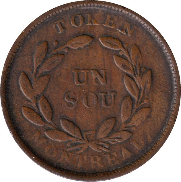 LC-29E1 No Date Lower Canada Un Sou, Agriculture & Commerce Bank Token, Fine (F12)