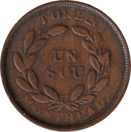 LC-29E1 No Date Lower Canada Agriculture & Commerce Un Sou Token Fine (F12)