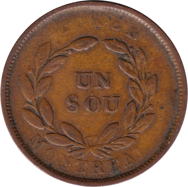 LC-30A No Date Lower Canada Un Sou, Agriculture & Commerce Bank Token, Fine (F12)