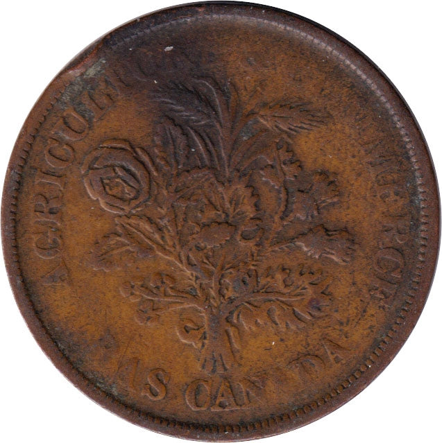 LC-30A No Date Lower Canada Un Sou, Agriculture & Commerce Bank Token, Fine (F12)