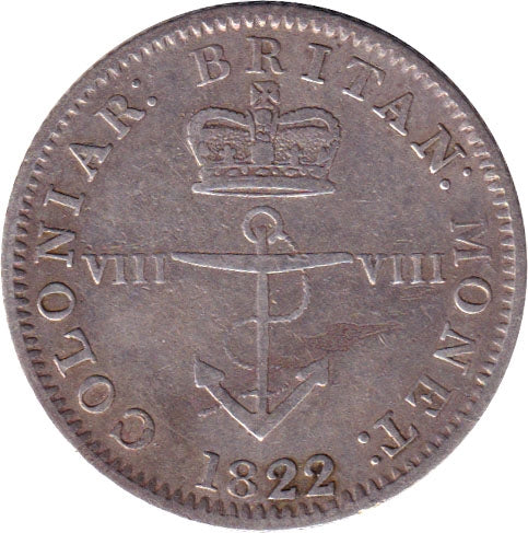 BR-859 1822 British Colonies 1/8 Dollar Bank Token, Very Fine (VF20)