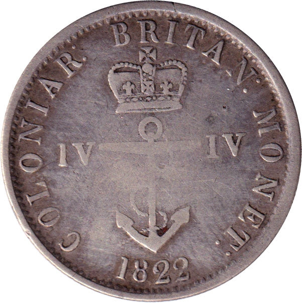 BR-858 1822 British Colonies 1/4 Dollar Bank Token, F-VF (F15)