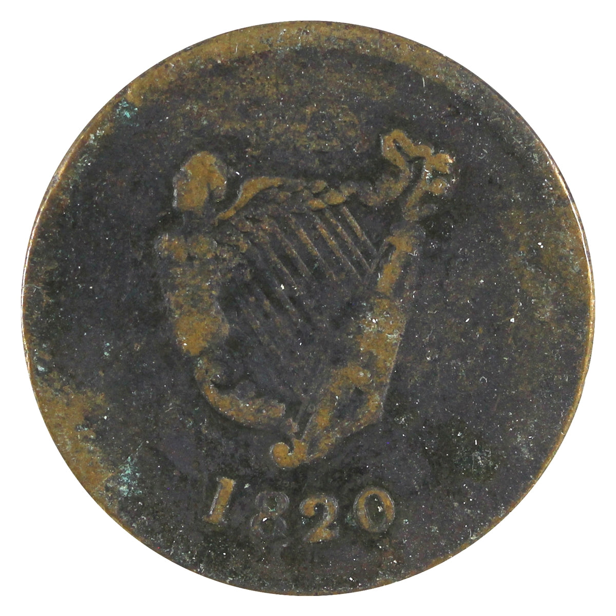 LC-60E2 1820 Lower Canada Bust & Harp Nine Strings, Brass Token Extra Fine (EF40)