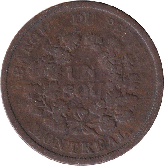LC-5A5 No Date (1838) Lower Canada, Banque du Peuple Montreal Un Sou Very Good (VG-8)