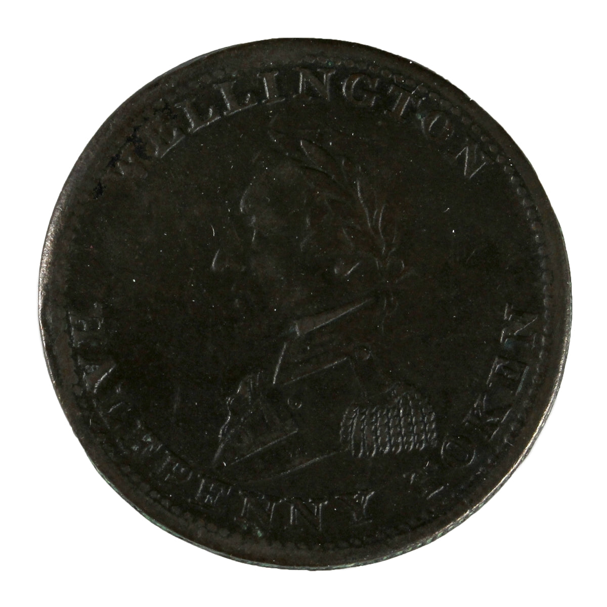 WE-8A3 1814 Wellington Half Penny Token Extra Fine (EF40) $